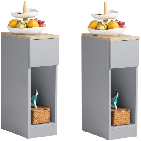 SoBuy Nachtkastjes - Bijzetkastjes - 1 uitschuifbare lade -Max. 20KG - 20 x 35 x 60 cm - Grijs