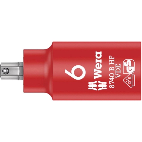 Wera 8740 B VDE HF Binnenzeskant Zyklop Bitdop, geïsoleerd, met 3/8"-aandrijving, met vasthoudfunctie, 6 x 55 mm - 05004902001
