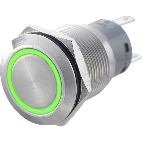 TRU COMPONENTS 701318 LAS1-AGQ-11ZE, GN Vandalismebestendige drukschakelaar 250 V/AC 5 A 1x aan/aan Continu Groen IP67 1 stuk(s)