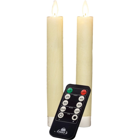 Anna's Collection LED dinerkaarsen - 2x st - ivoor wit - 18 cm -met afstandsbediening -