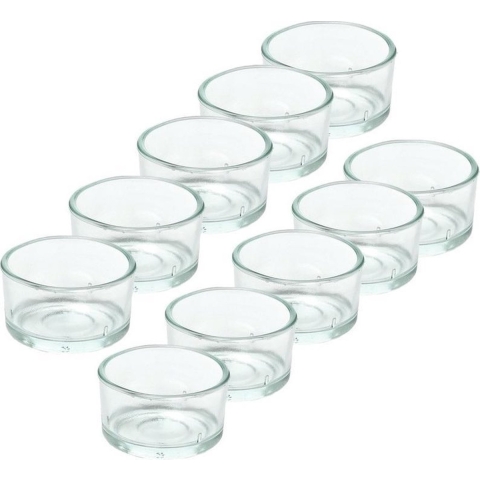 10x Theelichthouders/waxinelichthouders van glas 4,2 x 3 cm -
