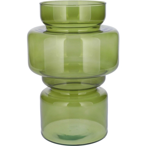 Bloemenvaas - groen - transparant gerecycled glas - D17 x H25 cm -