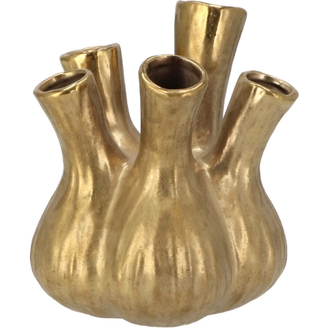 Bloemenvaas Aglio - tulpenvaas - goud mat - D17 x H20 cm -