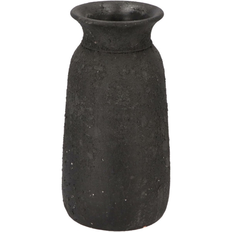 DK Design Bloemenvaas kruik model Maya - verweerd zwart - D16 x H30 cm - rustieke vaas -