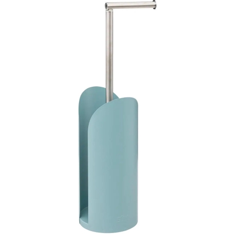 5Five Staande wc/toiletrolhouder met reservoir en flexibele stang - ijsblauw - 59 cm - metaal -