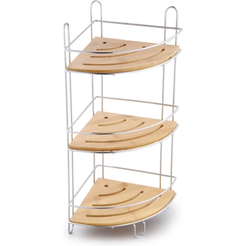 Items Badkamer Douche rekje - staand - chrome bamboe - 20 x 20 x 48 cm - Ook ophangbaar -