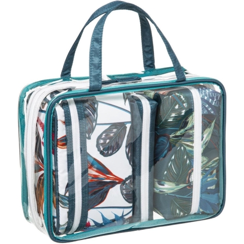 Set van 4x toilettassen/make-up/opberg tasjes jungle planten print -