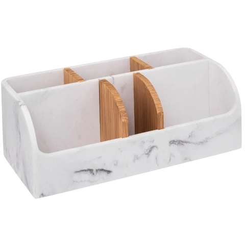 Make-up badkamer sorteer organizer - 6 compartimenten bakje - wit - 25 x 12 x 10 cm -