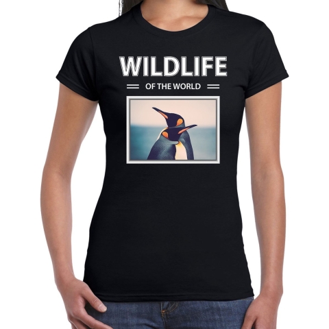 Pinguin t-shirt met dieren foto wildlife of the world zwart voor dames 2XL -