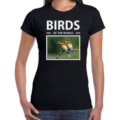 Bijeneter vogels t-shirt met dieren foto birds of the world zwart voor dames M -