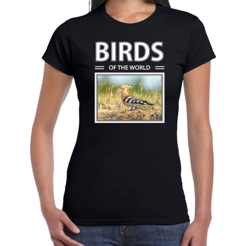 Hop vogels t-shirt met dieren foto birds of the world zwart voor dames 2XL -