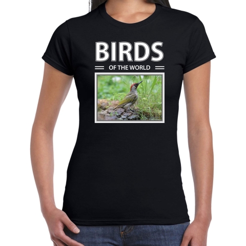 Spechten t-shirt met dieren foto birds of the world zwart voor dames XS -