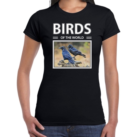 Raven t-shirt met dieren foto birds of the world zwart voor dames M -