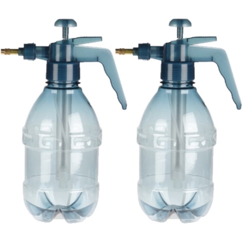 Set van 2x stuks kunststof drukspuiten/plantensproeiers blauw 1,5 L -
