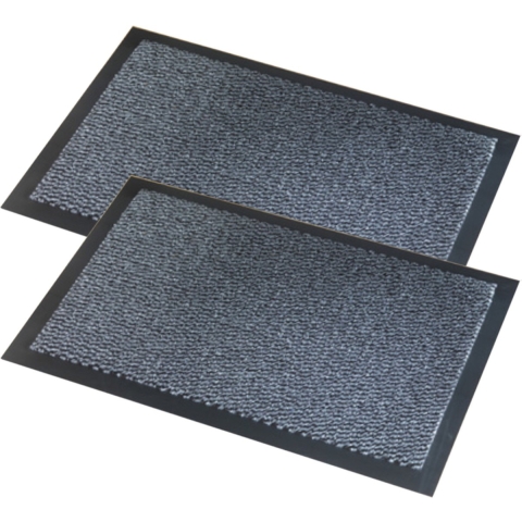 Wicotex Deurmat Faro - 2x stuks - schoonloopmat - zwart/grijs - 40 x 60 cm -