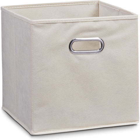 Opbergmand/kastmand - Set van 3x stuks - beige - 28 x 28 cm - polyester - speelgoedmand -