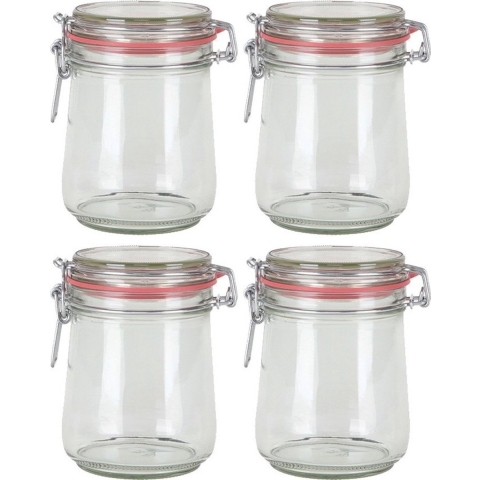 Weckpot/inmaakpot - 4x - glas - 720 ml - met beugelsluiting - transparant -