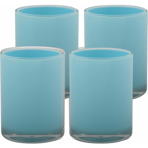 Drinkbeker/limonadebeker - 4x - kunststof - lichtblauw - 440 ml - luxe design -