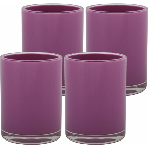 Drinkbeker/limonadebeker - 4x - kunststof - paars - 440 ml - luxe design -
