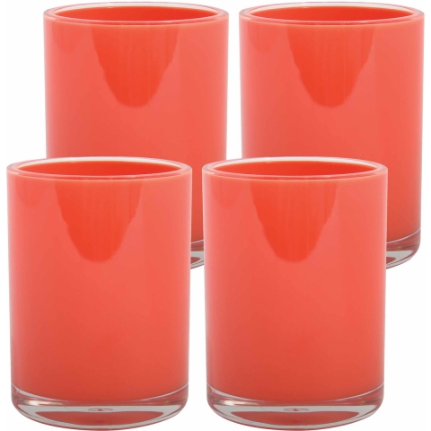Drinkbeker/limonadebeker - 4x - kunststof - koraalrood - 440 ml - luxe design -