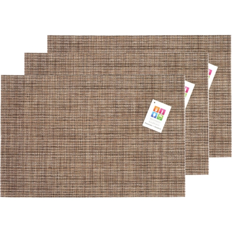 Placemats Hampton - 6x - bruin geweven - PVC - 30 x 45 cm -