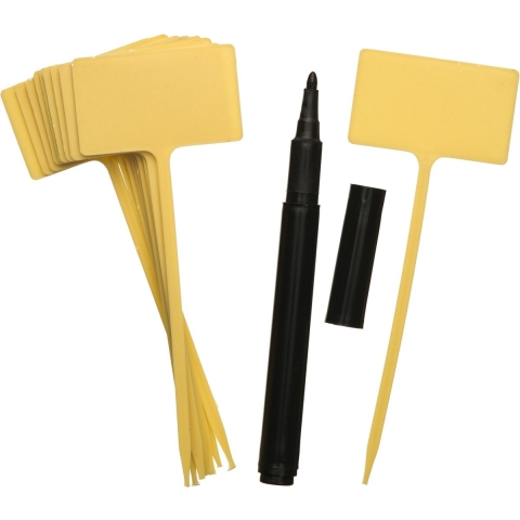 Plantetiketten/plantenlabels - 30x - geel - kunststof - 13 cm - steeketiketten -