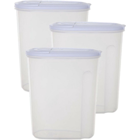 Voedselcontainer strooibus - 3x - transparant - 3 liter - kunststof - 20 x 10 x 24 cm -