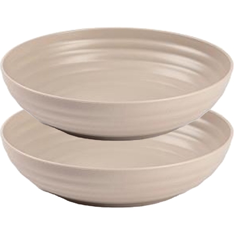 Rond bord/camping - 8x - diep bord - D22 cm - taupe - kunststof - onbreekbaar -