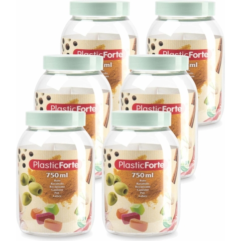 Voorraadpot/bewaarpot - 10x - 750 ml - kunststof - mint groen - B9 x H15 cm -