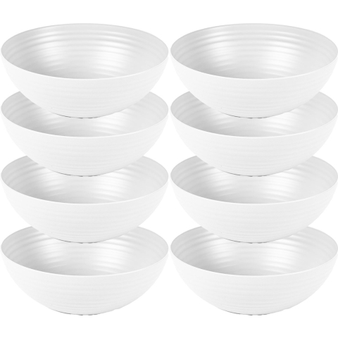 Kommetjes/schaaltjes - 8x - Dessert/ontbijt - Kunststof - D13 cm - Ivoor wit -