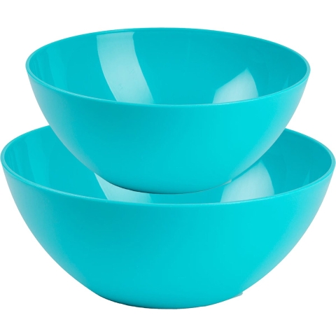 Plasticforte voedsel serveer schalen set - 4x stuks - blauw - kunststof - Dia 25 en 28 cm -