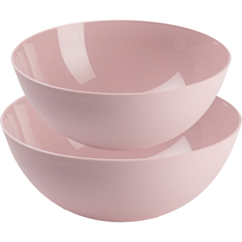 Plasticforte voedsel serveer schalen set - 4x stuks - lichtroze - kunststof - Dia 25 en 28 cm -