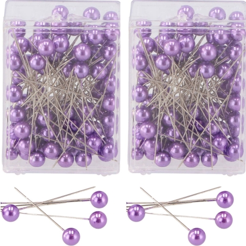Spelden met parel kop/kopspelden - D1 x 6.5 cm - lila paars - 200x stuks - hobby sierspelden -