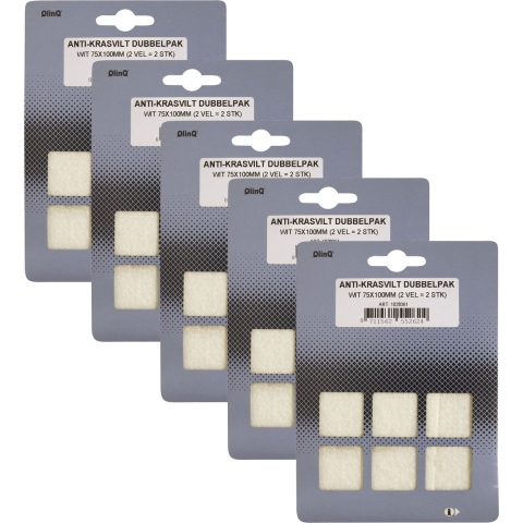Anti-krasvilt - 10x - wit - 75 x 100 mm - rechthoek - zelfklevend - meubel beschermvilt -