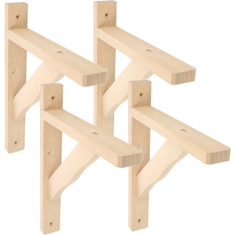 AMIG Plankdrager/planksteun van hout - 4x - lichtbruin - H230 x B170 mm - Tot 90 kg -