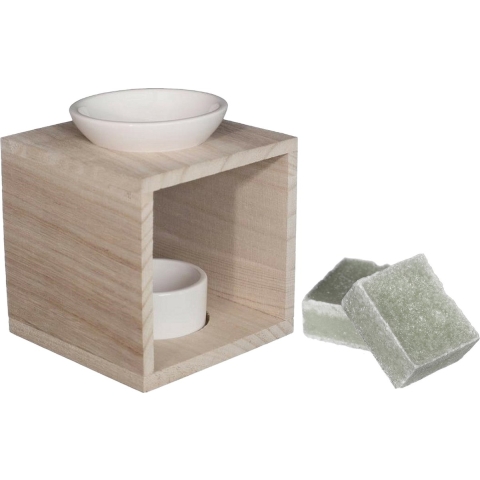 Amberblokjes/geurblokjes cadeauset - jasmijn geur - inclusief geurbrander -