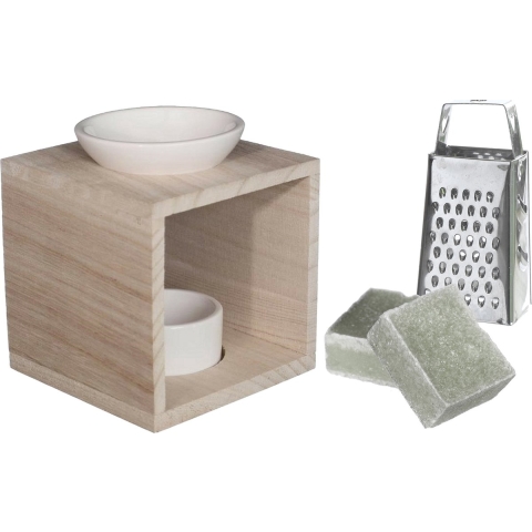 Amberblokjes/geurblokjes cadeauset - jasmijn geur - inclusief geurbrander en mini rasp -