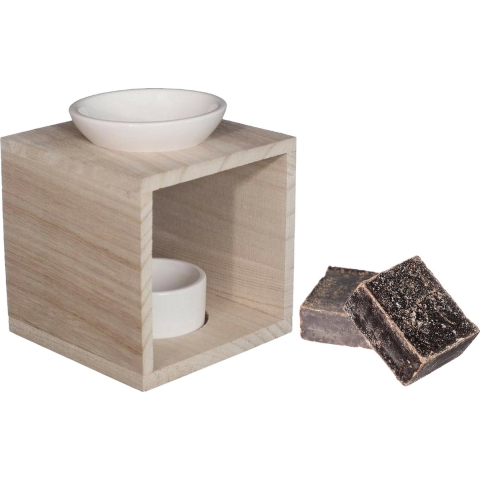 Amberblokjes/geurblokjes cadeauset - ylang ylang geur - inclusief geurbrander -