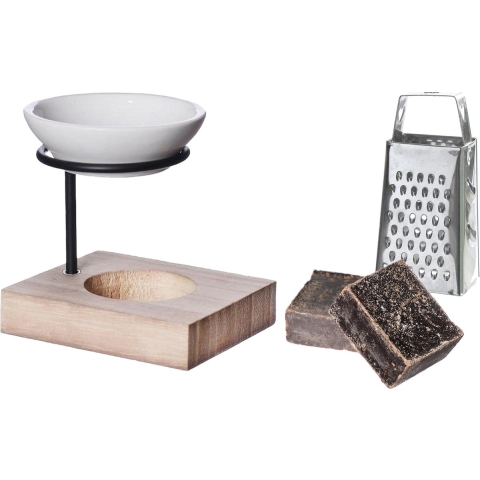 Amberblokjes/geurblokjes cadeauset - musk geur - inclusief geurbrander en mini rasp -