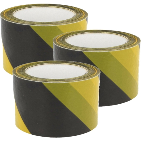 Afzetlint - 3x - geel/zwart - 70 mm x 200 m - polyethyleen - markeerlint- afzettape -