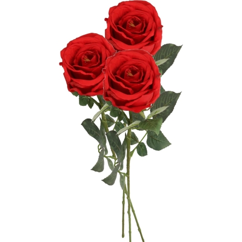 Kunstbloem roos Nova - 3x - rood - 75 cm - kunststof steel - decoratie bloemen -