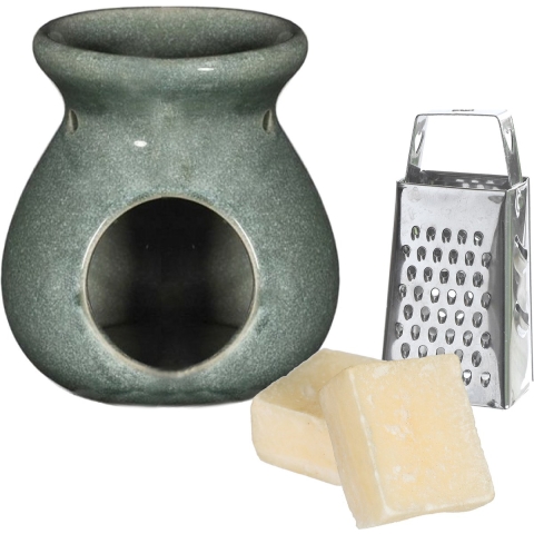 Amberblokjes/geurblokjes cadeauset - cashmere geur - inclusief geurbrander en mini rasp -