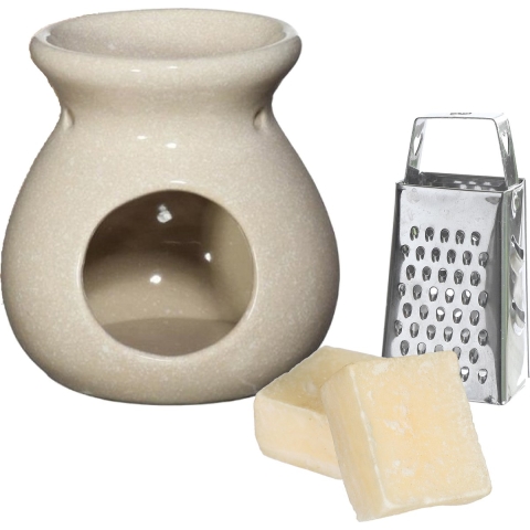 Amberblokjes/geurblokjes cadeauset - cashmere geur - inclusief geurbrander en mini rasp -