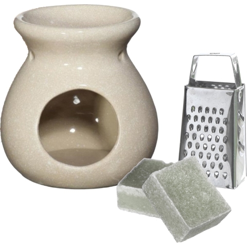 Amberblokjes/geurblokjes cadeauset - jasmijn geur - inclusief geurbrander en mini rasp -