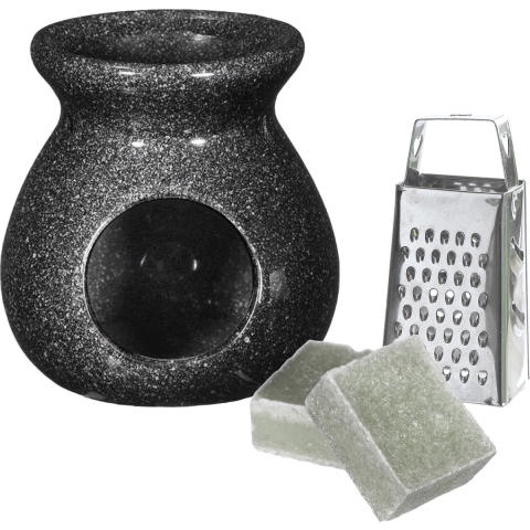 Amberblokjes/geurblokjes cadeauset - jasmijn geur - inclusief geurbrander en mini rasp -