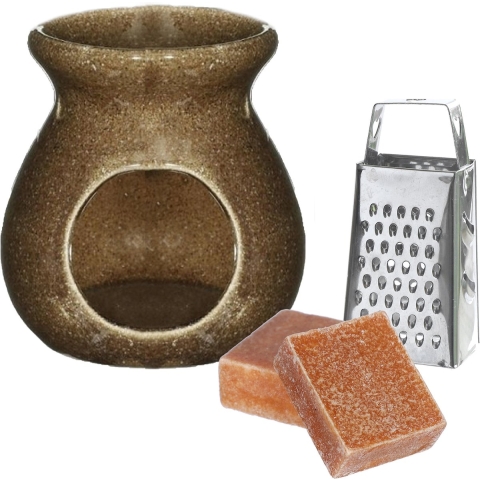 Amberblokjes/geurblokjes cadeauset - amber geur - inclusief geurbrander en mini rasp -