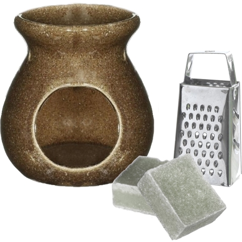 Amberblokjes/geurblokjes cadeauset - jasmijn geur - inclusief geurbrander en mini rasp -