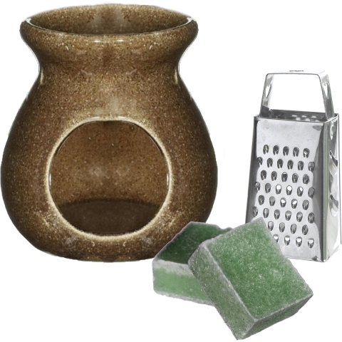 Amberblokjes/geurblokjes cadeauset - dennen geur - inclusief geurbrander en mini rasp -