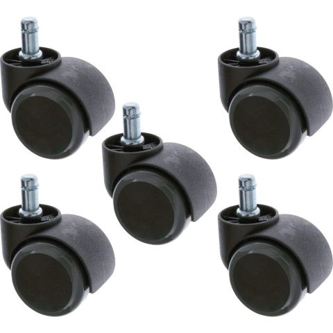 AMIG bureaustoel PU wieltjes - 5x - wiel D50mm - pin D11mm - zwenkwielen - standaard formaat -