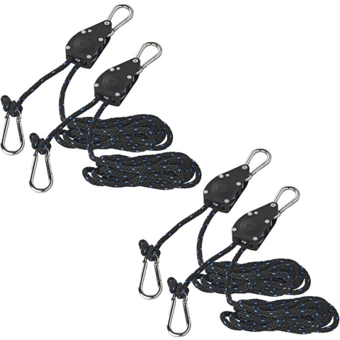 Takel met ratel en touw - 4x stuks - set van 2 stuks - 136kg -